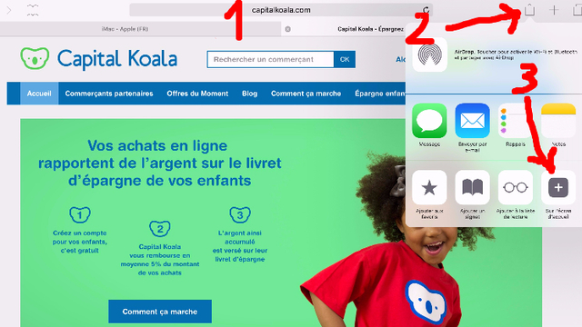 raccourci Capital Koala mobile